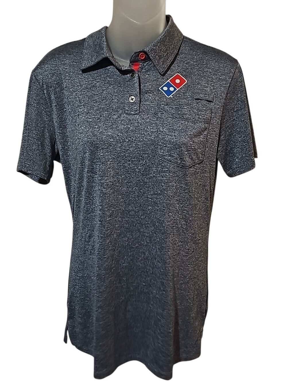 Domino’s Gear Unisex Blue Heather Employee Polo Shirt Pocket Short Sleeve